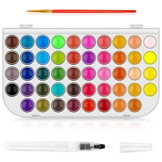 48-Color Watercolors Cake & a Brush a Refillable Water Brush Pen, Portable Water Colors Paints Set for Kids Children Students Adults Beginner Artists Painting Supplies {2}