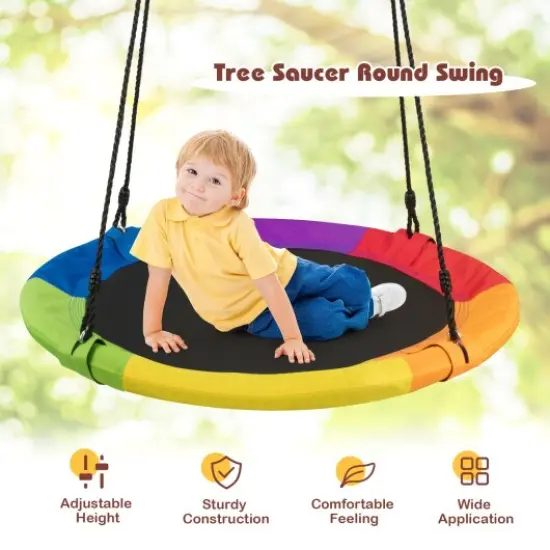 40 Inch 770 lbs Flying Saucer Tree Swing Kids Gift with 2 Tree Hanging Straps-Multicolor {2}