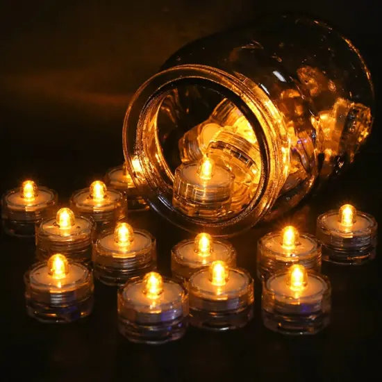 Waterproof LED Submersible Tea Lights for Wedding and Party Decoration Yellow {1}
