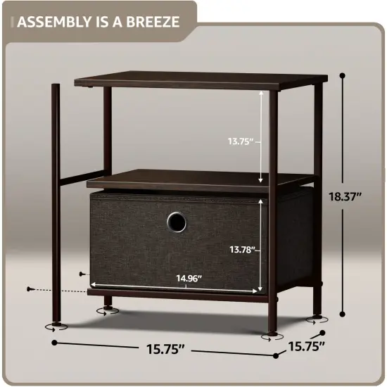 Sorbus Nightstand 1-Drawer Shelf Storage {4}