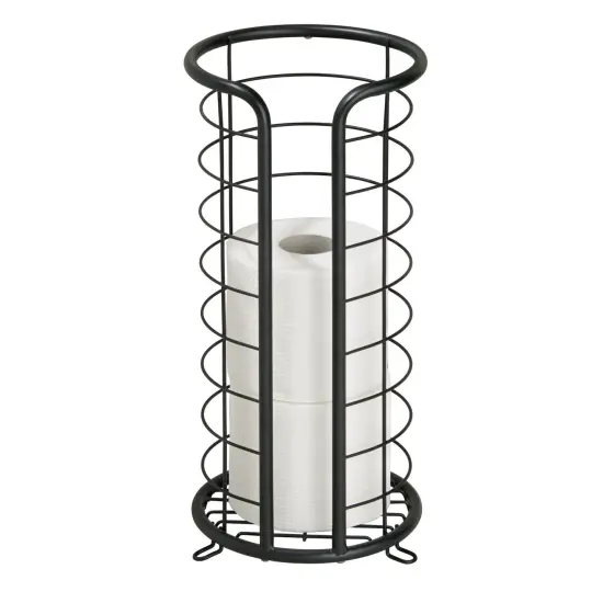 mDesign Metal Toilet Paper Holder Stand, Freestanding 3 Roll Reserve {1}