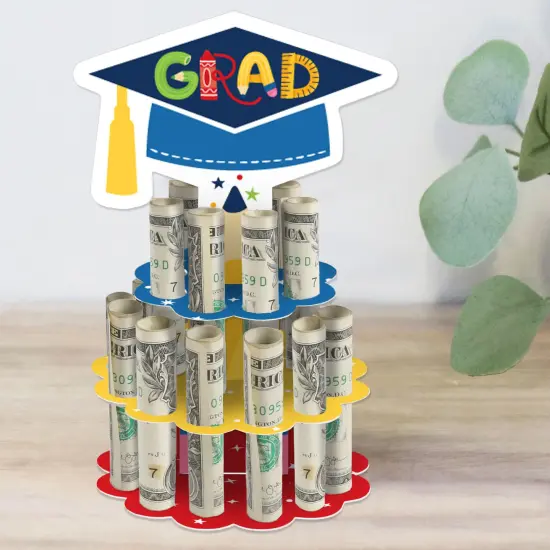 Big Dot of Happiness Elementary Grad - DIY Kids Graduation Party Money Holder Gift - Cash Cake {1}