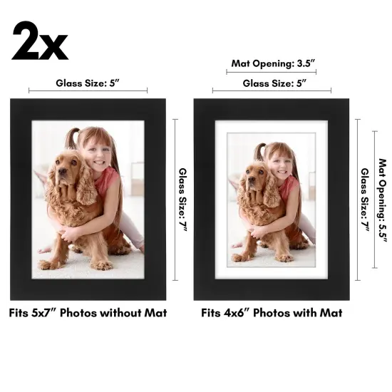 Americanflat Picture Frame with Mat - Photo Frame for Wall Display - Shatter Resistant Glass - Adjustable Hanging Hardware - Includes Easel - Black {2}