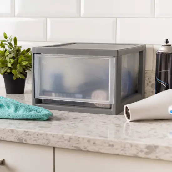 IRIS USA 4Pack 14 Quart Stackable Clear View Plastic Storage Drawer, Gray {5}