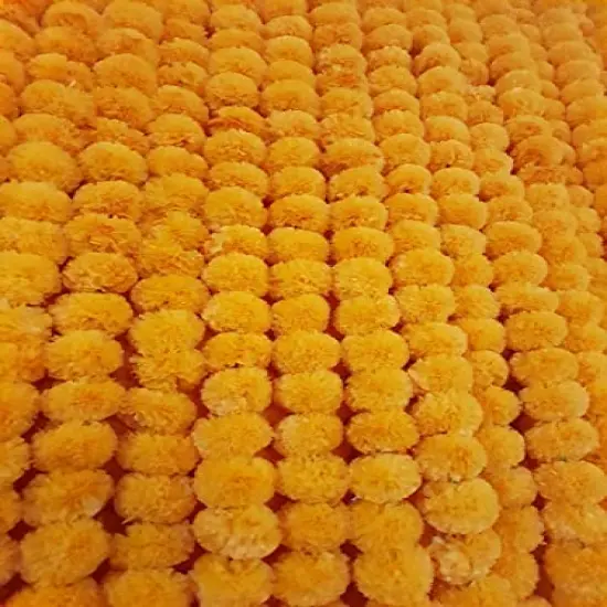 5 Pack 5 ft Light Orange Artificial Marigold Flower Garland for Parties Wedding Diwali Mehndi Pooja Festival & Traditional Indian Theme Decoration Home Decoration Photo Prop Backdrops DIY {5}