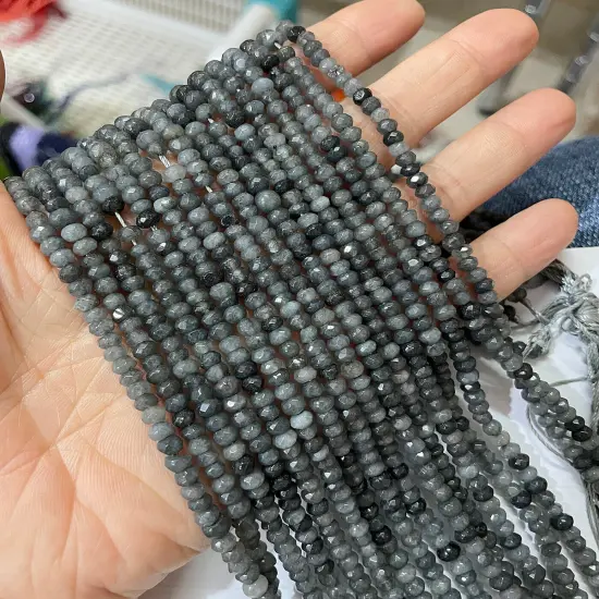 Kitcheniva 15.5" Faceted Jade Rondelle Beads 2x4mm Gray {1}