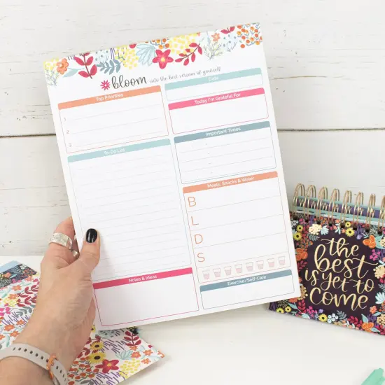 bloom daily planners Planning Pad, 8.5" x 11", Daily Planning System, Floral Dots {3}