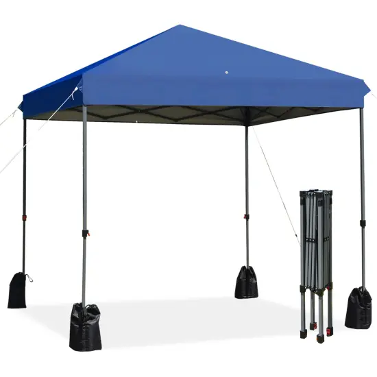 8'x8' Outdoor Pop up Canopy Tentw/Roller Bag-White Blue {4}