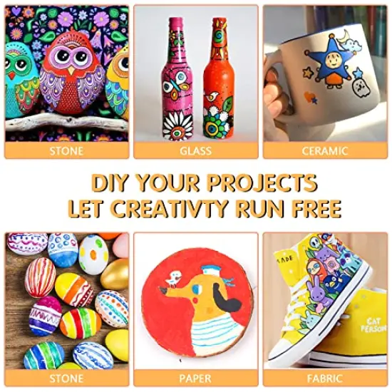 Acrylic Paint Pens, 60 Colors Acrylic Paint Marker, 0.7mm Extra Fine Paint Pens for Canvas, Rock Painting, Wood, Glass, Metal, Ceramic, stone {5}