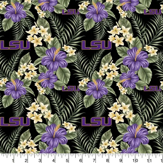 Sykel Enterprises-Louisiana State University Cotton Fabric-LSU Tigers Tropical Cotton Quilting Fabric {1}