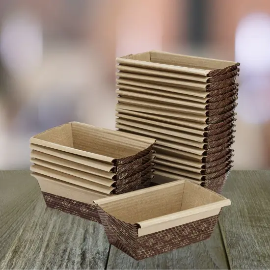 Mini Loaf Paper Baking Pan 25-Pack, 4 x 2 x 2 Inches {4}
