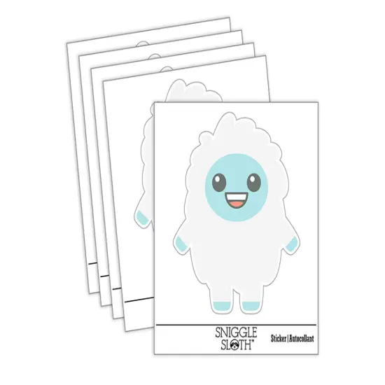 Excited Happy Kawaii Chibi Yeti Waterproof Vinyl Phone Tablet Laptop Water Bottle Sticker Set - 5 Pack {2}