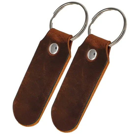 2 Sided Leather Key Chains 10 Pack-Customize it for Promotional Gifts, Fundraising, Events, Wedding - Engrave on Both Sides Dark Brown {1}