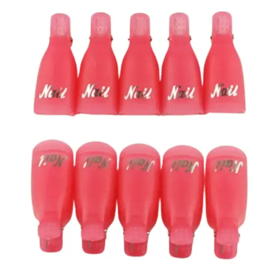 Kitcheniva Silicone UV Gel Polish Remover Wrap Soak Off Cap Clip Nail Art Tool Dark pink-10 pcs {1}