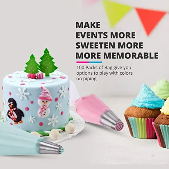 100 Anti Burst Pastry Bags - Disposable Piping Bags 12 Inch - Icing Piping Bags for Frosting - Ideal for Cakes and Cookies Decoration {5}