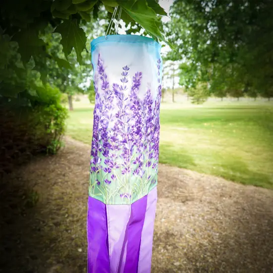 In the Breeze 5211 — Lavender 40-inch Inspiration Windsock — Colorful Hanging Garden Décor with Embroidered Details {2}