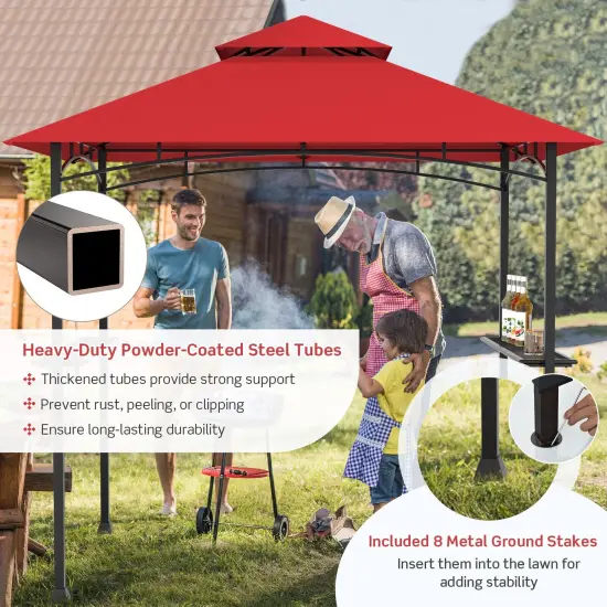 8 x 5 Feet Outdoor Barbecue Grill Gazebo Canopy Tent BBQ Shelter Wine {3}