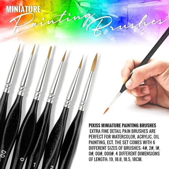 Pixiss Model Paint Storage Case for Testors Paints with 6 Fine Detail Miniatures Paint Brushes (Paint Not Included) {5}