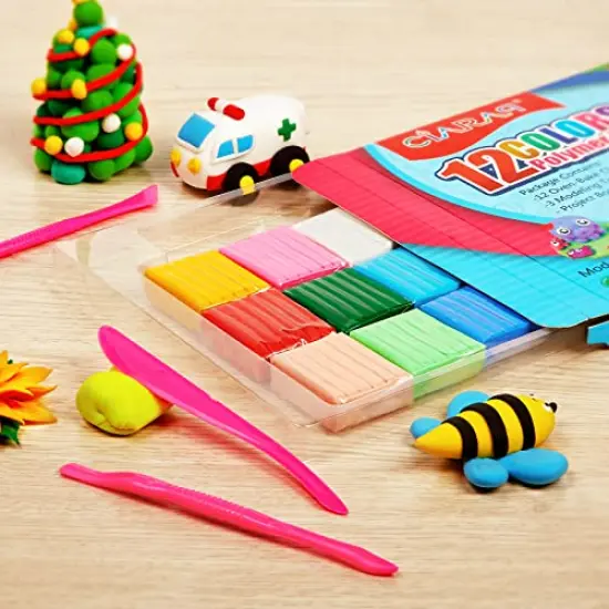 Small Modeling Clay Set, 12 Colors Safe & Non-Toxic Oven Bake Polymer Clay Starter Kit for Kids/Beginners {3}