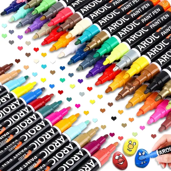 48 Pieces Paint Pens for Rock Painting - Write On Anything! Paint pens for Rock, Wood, Metal, Plastic, Glass, Canvas, Ceramic & More! Low-Odor, Oil-Based, Medium-Tip Paint Markers {3}