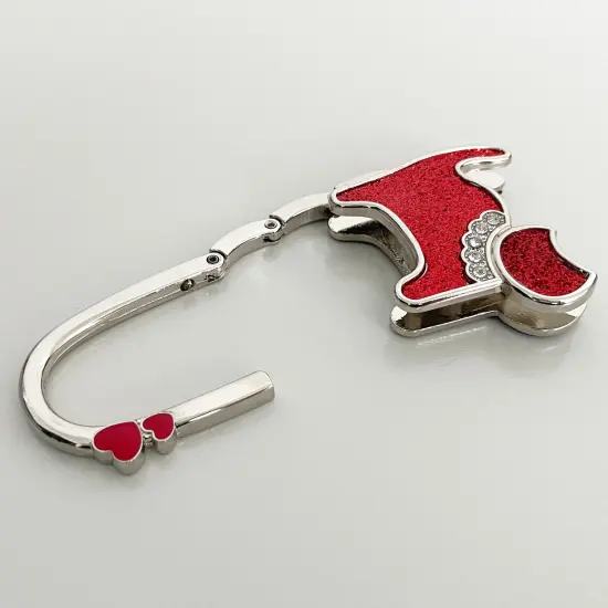 Wrapables Stylish Purse Hook Hanger, Foldable Handbag Table Hanger, Red Cat {5}