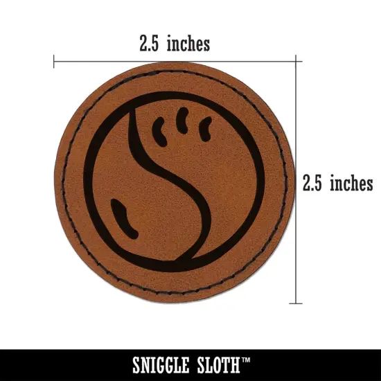 Tennis Ball Cute Round Iron-On Engraved Faux Leather Patch Applique - 2.5" Brown {3}