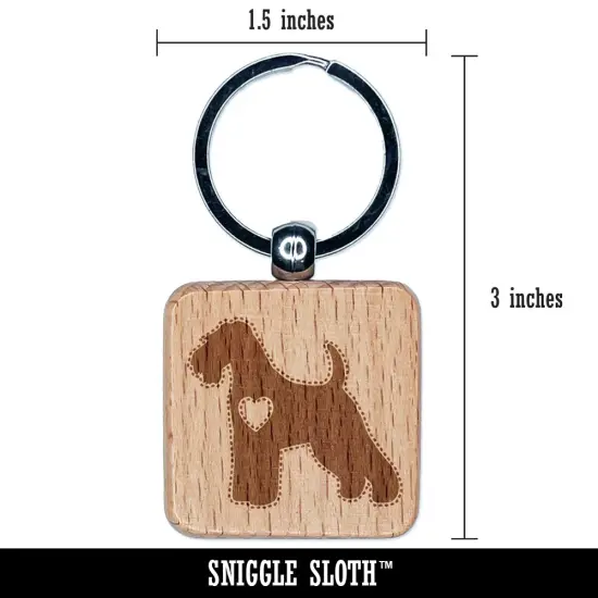 Welsh Terrier Dog with Heart Engraved Wood Square Keychain Tag Charm {2}
