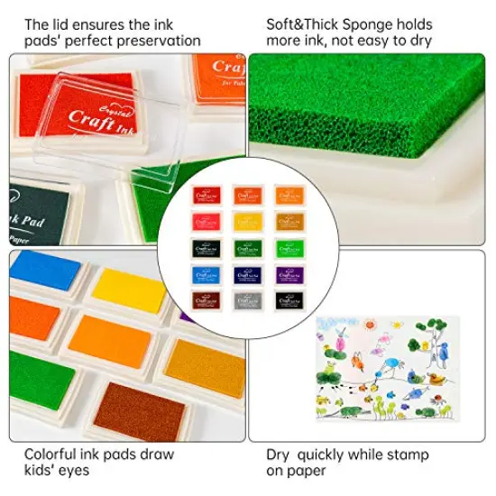 Ink Pad, 15 Colors Finger Washable Stamp Pads for Kids {4}