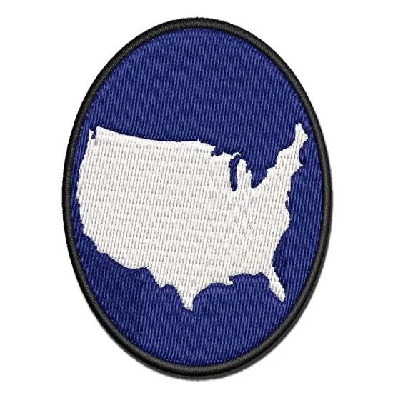 USA United States America Country Silhouette Multi-Color Embroidered Iron-On or Hook & Loop Patch Applique {1}