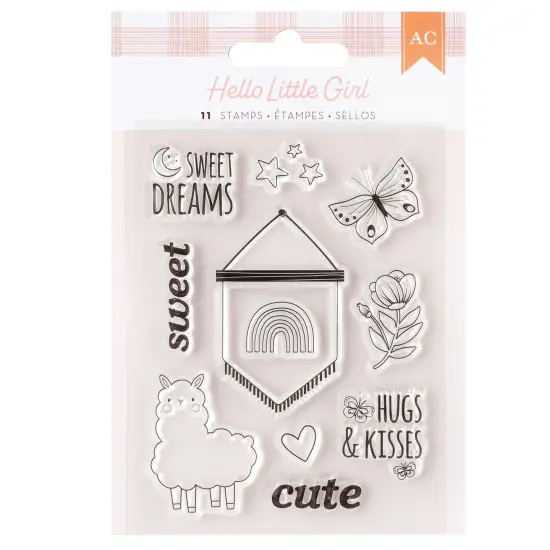 American Crafts Hello Little Girl Mini Stamp Set-11/Pkg {1}
