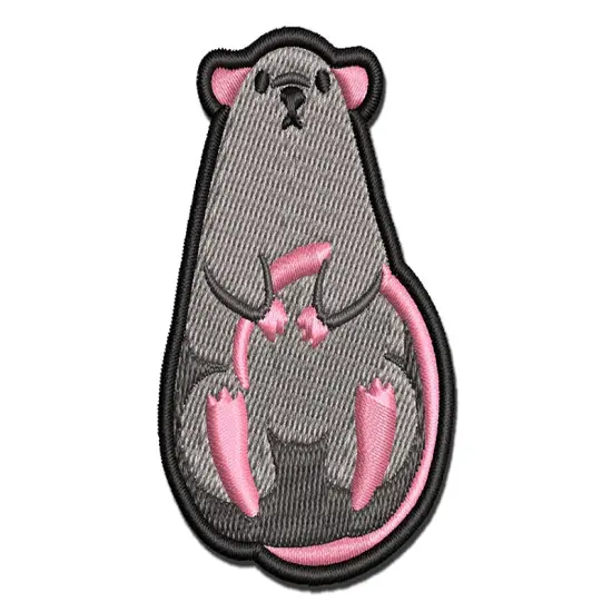 Pocket Rat Sitting Rodent Multi-Color Embroidered Iron-On or Hook & Loop Patch Applique {1}