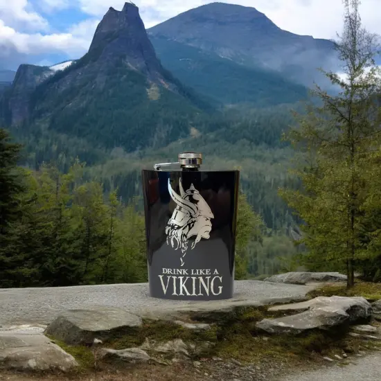 8oz Drink Like a Viking Black Flask {5}