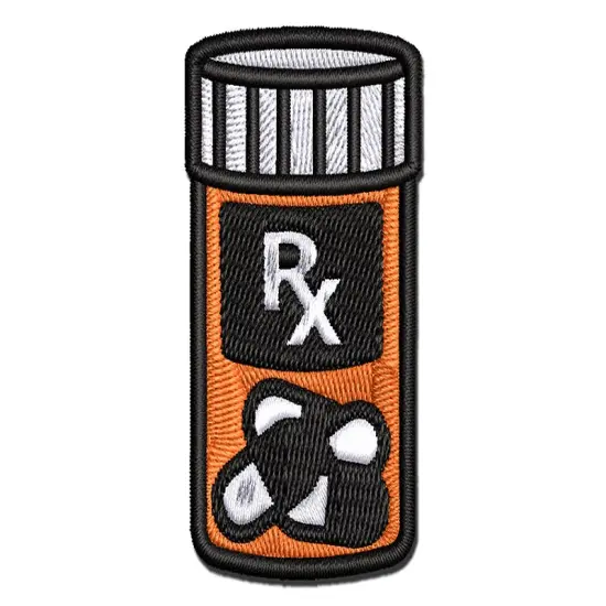 Prescription Pill Bottle Medicine Multi-Color Embroidered Iron-On or Hook & Loop Patch Applique {1}