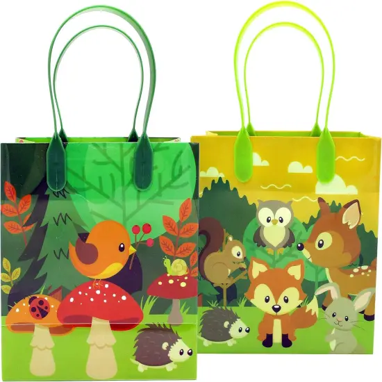 Tiny Mills Woodland Animals Forest Creatures Critters Party Favor Bags Treat Bags with Handles, Candy Bags for Birthday Party Bags Party Supplies,12 Pack {2}