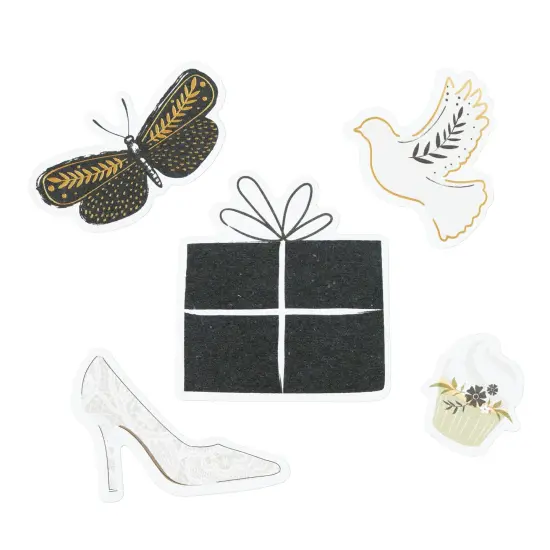 American Crafts A Perfect Match Ephemera Die-Cuts 61/Pkg-Icons, Vellum Gold Foil {4}