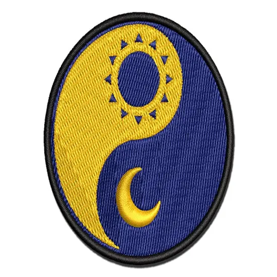 Sun Moon Yin Yang Night Day Multi-Color Embroidered Iron-On or Hook & Loop Patch Applique {1}