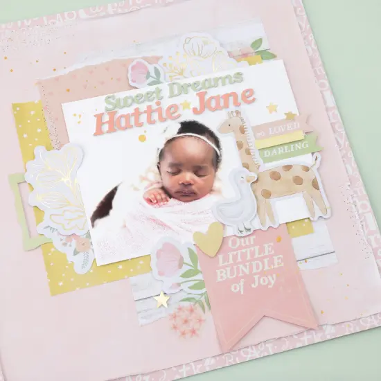 American Crafts Hello Little Girl Ephemera Die-Cuts 61/Pkg-Journaling, Gold Foil {6}