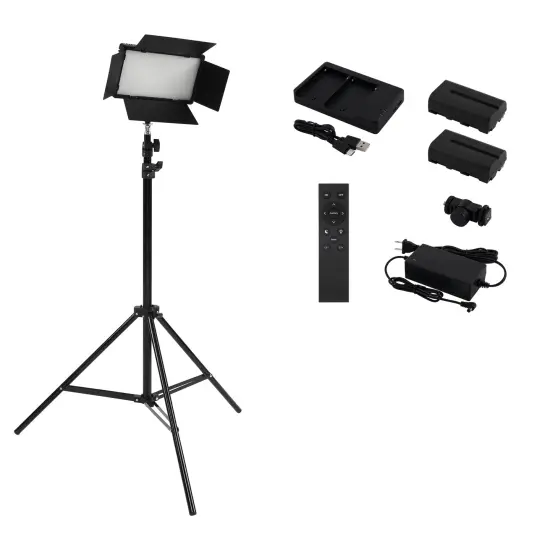 Acurit Colorview Lux Studio Light Professional Studio Lights Photography Lighting Kit w/ 3 Color Temps 4 Metal Barn Doors 4160 Lumens LED w/ Remote AC Power Supply 6'6" Light Stand with Battery Pack {2}