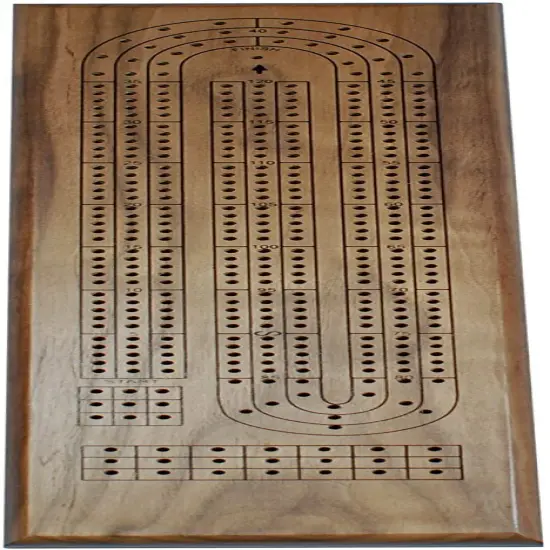 WE Games Classic Cribbage Set - Solid Wood Continuous 3 Track Board with Metal Pegs {9}