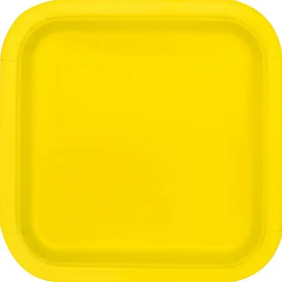 Neon Yellow 7" Square Plates, 16ct {1}