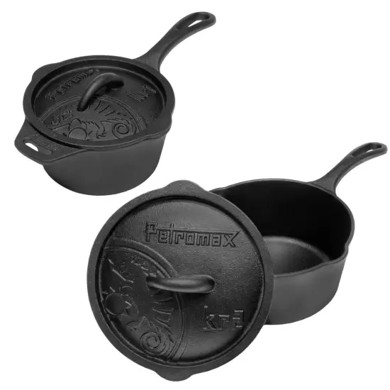 Petromax Cast Iron Saucepan with Basting Lid, Frying Pan with Side Spouts and Assist Handle, Cook on Stove or Over Campfire {2}