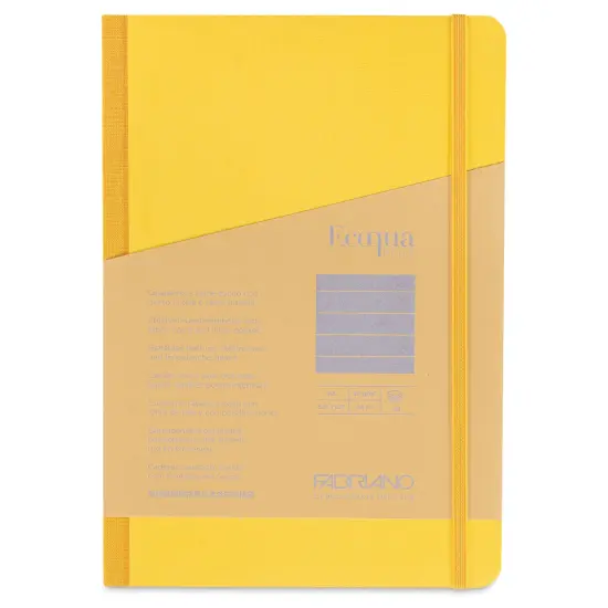 Fabriano Ecoqua Plus Fabric-Bound Notebook - Yellow, 5-4/5" x 8-1/4", Lined {1}