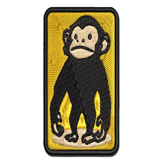 Standing Stoic Chimpanzee Ape Monkey Multi-Color Embroidered Iron-On or Hook & Loop Patch Applique {1}