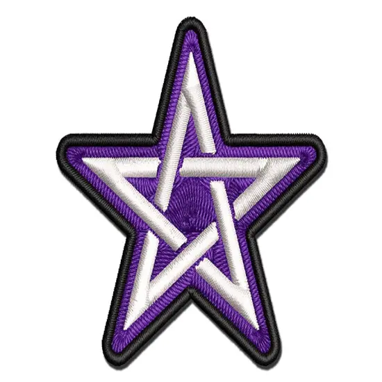 Pentacle Star Witch Wicca Occult Multi-Color Embroidered Iron-On or Hook & Loop Patch Applique {1}