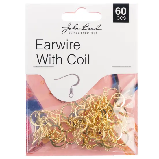 John Bead Earwire with Coil 60/Pkg-Gold {1}