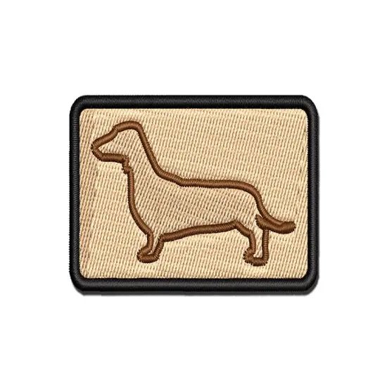 Smooth Haired Dachshund Dog Outline Multi-Color Embroidered Iron-On or Hook & Loop Patch Applique {1}