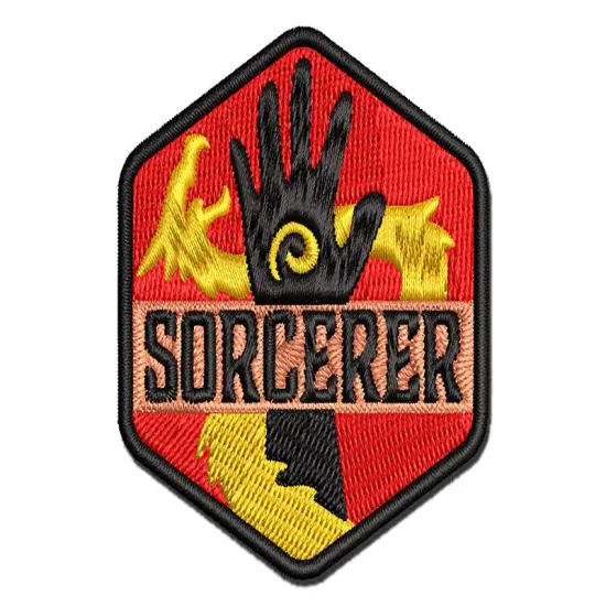 RPG Class Sorcerer Games Fantasy Gaming Multi-Color Embroidered Iron-On or Hook & Loop Patch Applique {1}