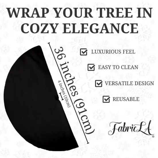 FabricLA 36" Black Faux Fur Christmas Tree Skirt - Fluffy Plush Tree Skirt (91cm) for Holiday Decorations {3}