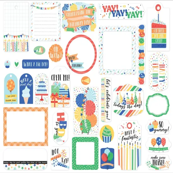 Echo Park Cardstock Ephemera 34/Pkg-Frames & Tags, Make A Wish Birthday Boy {3}