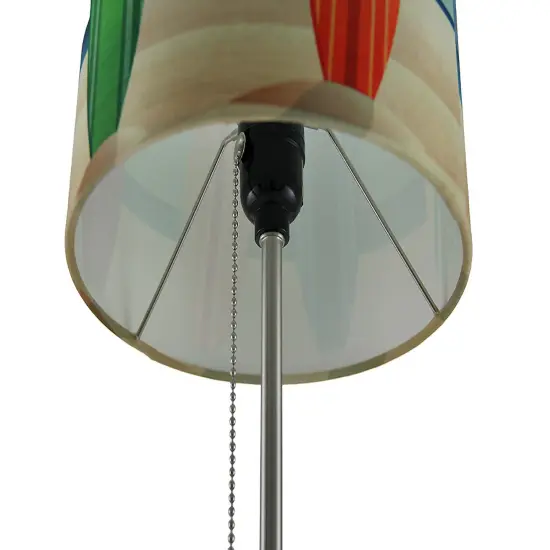Set of 2 Stainless Steel Table Lamps w/ Decorative Surfboard Shades {4}